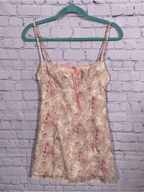 Princess Polly Babydoll Lace Mini Dress Sleeveless Cream Pink Size 4 Coquette